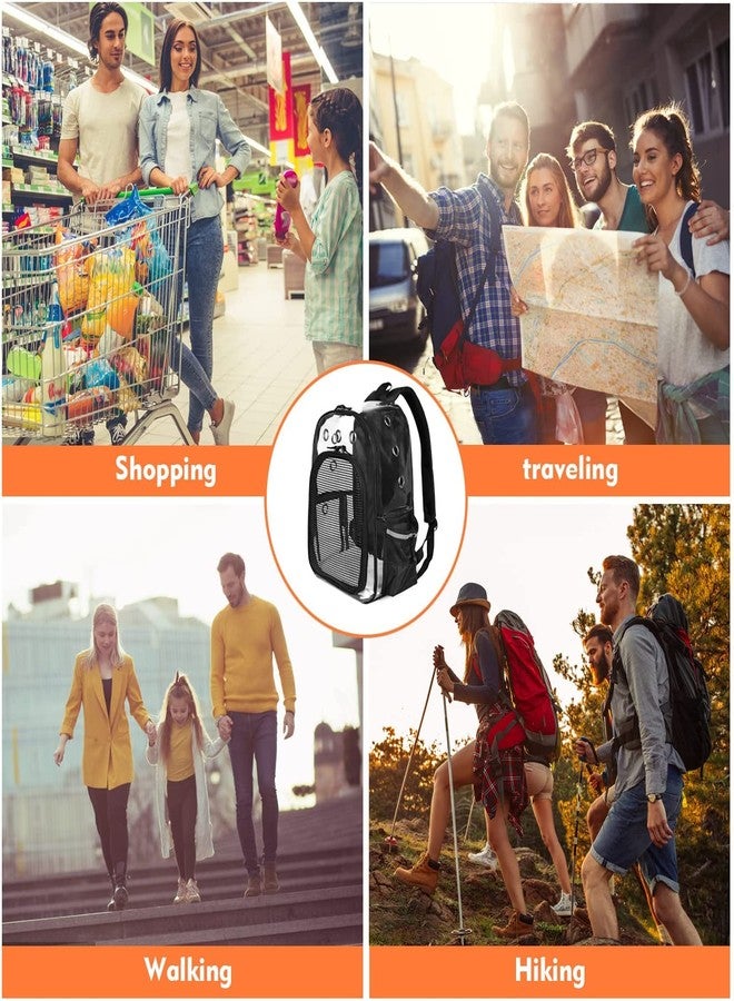 KIKA Pets Clear Cat Dog Backpack Carrier Travel Hiking Mesh Front Dog Backpack Carrier for Cat Rabbit Small Animal Breathable Clear Lightweight Pet Backpack for Outdoor Walking (Black 1-6 kgs) - Image 4